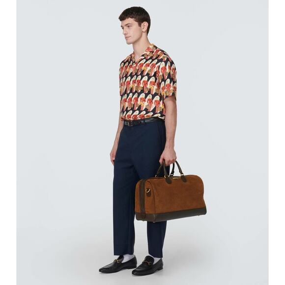 GUCCI LIMITED EDITION Gucci GG Suede Duffle Bag brown 19.7"W x 12.6"H x 10.6"D - Picture 5 of 9